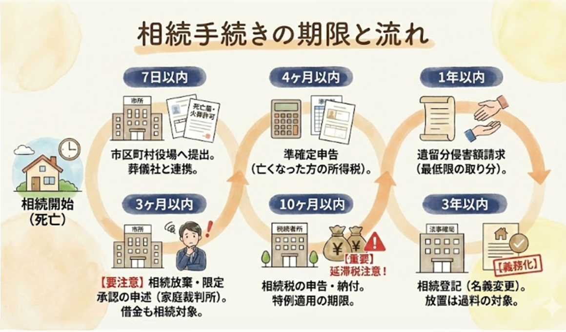 相続発生直後～1年以内の重要カレンダー
